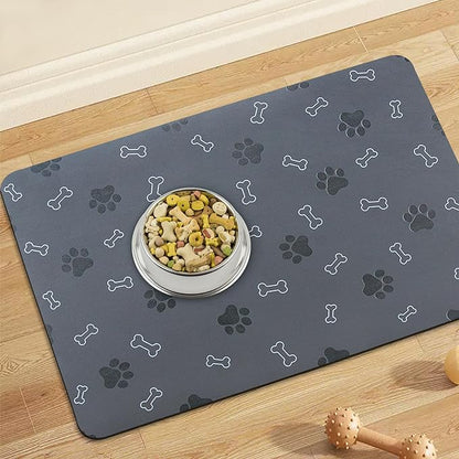 Pet Cat Dog Food Mat Non Slip Mat for Dog Water Bowl Mat Quick Dry Absorbent Cat Feeding Mat, 24 * 16.9 in, Red