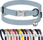 Leather Cat Collar with Buckle and Removable Bell - Non Breakaway Adjustable Soft Safety Small Pet Collars for Girl Boy Cats Kitten (Cornflower)