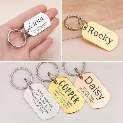 Anavia Personalized Pet ID Tags, Stainless Steel Glossy Laser Engraved Dog Cat Collar Name Tags, Multiple Colors Shapes Sizes (Dog Tag, Small)