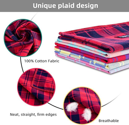 Small Dog Bandanas -5PCS Birthday Gift Puppy Bandana Vibrant Color Plaid Printing Adjustable Scarf Bib Handkerchief Accessories for Small XSmall Dog Cat pet