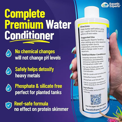 TankFirst Complete Aquarium Water Conditioner - Fish Water Conditioner, Instantly Removes Chlorine, Chloramines, and detoxifies Ammonia from Fish Tank (TankFirst Concentrate, 500 ml)