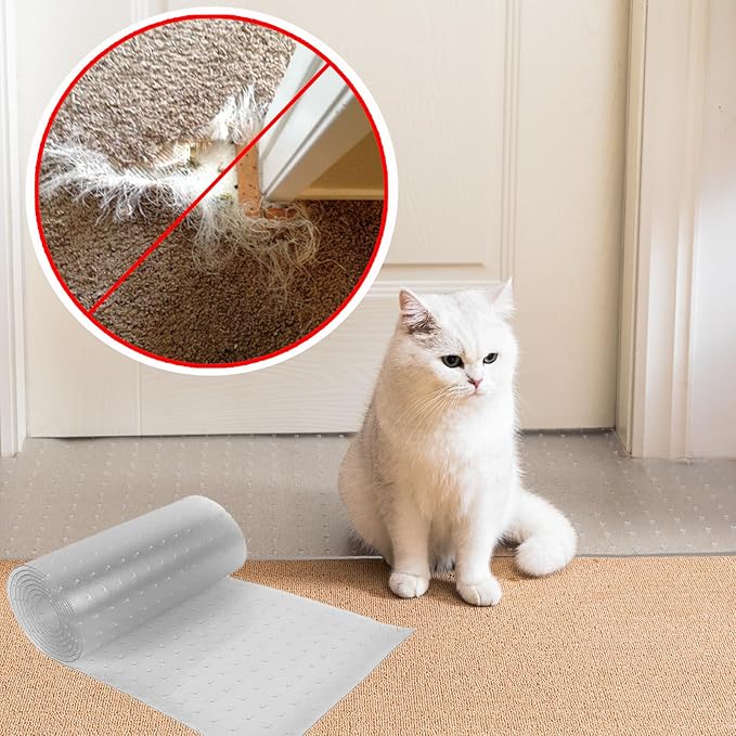 Uross Carpet Protector for Pets 9.84FT - Anti-Scratch Mat for Doorway, Under Door Floor Protector, Cat Scratch Stopper