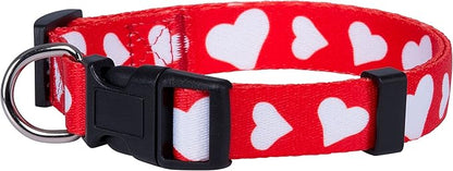 Native Pup Valentine’s Dog Collar- Valentines Day Pet Collars- Valentine Girly Hearts- Pink Red Heart- Cute Boy Girl Puppy Gift- Adjustable for Small, Medium, Large Breeds (Red Heart, Large)