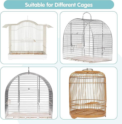 Bird Cage Cover, 45-90'' Adjustable, Universal Nylon Mesh Net, Bird Cage Skirt Guard, Blue
