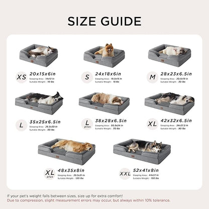 Bedsure Orthopedic Dog Bed Medium Size Dogs - Washable Medium Dog Cat Bed Waterproof, Comfort Pet Couch Sofa with Washable Removable Cover, Pets Bed with Nonskid Bottom, Lavender, 28"