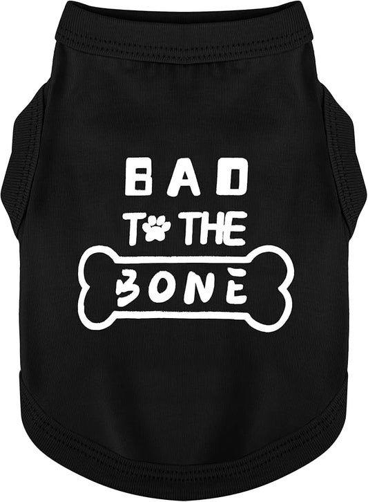 Discover Cozy Cotton Canine Wear: Soft, Lightweight, and Breathable Dog Shirt Vest with Eye-Catching Graphics(Bad to The Bone), Keeping Your Furry Friend Warm and Comfy! Black 3XL