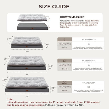 2-Pack Waterproof Dog Bed Medium Size Dogs, Plush Cushion & Orthopedic Egg-Crate Foam Mattress for Senior Dogs, Washable Dog Crate Bed with Removable Cover, Dark Grey
