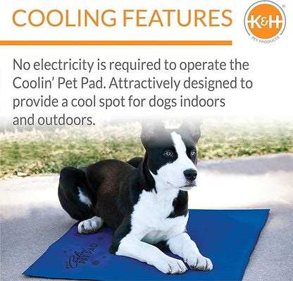 K&H Pet Products Coolin' Pet Pad Dog Mat, Portable Dog Cooling Mat for Travel or in Home, Perfect for Carriers, Crates, Outdoor Houses, Yards, Porches, Pet Beds & More - Large 36 X 20in Chill Blue