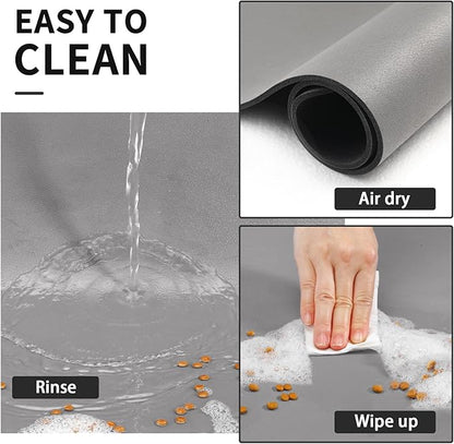 Dog Food Mat - Absorbent Cat Mat for Food and Water, No Stains Pet Feeding Bowl Mat, Easy to Clean Pet Placemats, Quick Dry Dog Water Dispenser Mat for Messy Drinkers | Paw Grey 18"x 28"