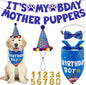 Dog Birthday Decorations, Dog Birthday Hat with Numbers Bandana Bow Tie It’s My Bday Mother Puppers Banner for Small Medium Large Dogs Pets Supplies(Blue)