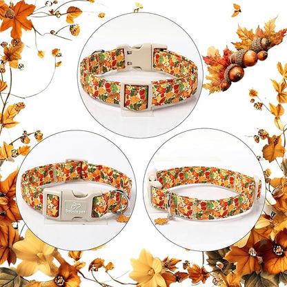 Fall Dog Collar Cute Autumn Leaves Puppy Collar - Light Comfortable Adjustable Pet Collars for Small Medium Large Girl Boy Dogs XS