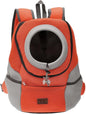 Mogoko Airline Approved Cat Dog Backpack, Puupy Pet Carrier Front Bag with Breathable Head Out Design and Double Mesh Padded Shoulder for Outdoor Travel Hiking (L, Orange)