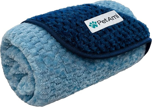 PetAmi Waterproof Dog Blanket, Leakproof Puppy Blanket for Small Medium Dogs, Furniture Sofa Couch Cover Protector, Fleece Pet Throw Indoor Cat Kitten, Reversible Washable Soft Plush, 24x32 Navy Blue