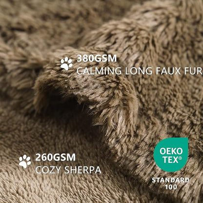 gogobunny Waterproof Dog Blanket for Couch & Furniture Protection - Super Soft Reversible Throw for Large Dogs & Cats, Calming Washable Fur & Sherpa Pet Blanket (60x80 Inch, Stone)