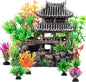 CousDUoBe 9Pcs Resin Castle Decorations Set，Realistic Fish Tank Castle with Eco-Friendly Design,Fish Tank Decorations Aquarium Accessories