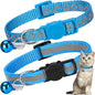 2 Pack Cat Collar with Bells, Reflective Collars for Cats with Breakaway Safety Buckle, Nylon, 7-12 Inch Adjustable, Blue
