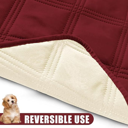 Smiry Waterproof Dog Bed Cover Blanket 68x82, Soft Reversible Pet Blanket, Washable Leakproof Cats Dogs Couch Cover for Sofa, Couch, Furniture, Wine Red/Beige