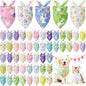 Kacctyen 50 Pcs Spring Easter Dog Bandanas Bulk Bandanas for Dogs Grooming with Bunny Pattern Adjustable Pet Triangle Scarf Bib Washable for Small Medium Large Puppy Cats Pets Costume Accessories