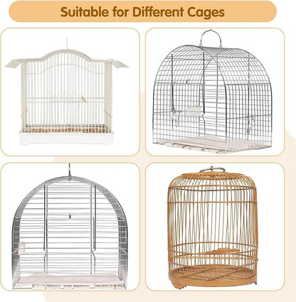 Bird Cage Seed Catcher, 45-90'' Adjustable Bird Cage Cover, Universal Nylon Bird Cage Mesh Net, Bird Cage Skirt Guard Accessories for Parrot Parakeet Macaw Round Square Cage (White)