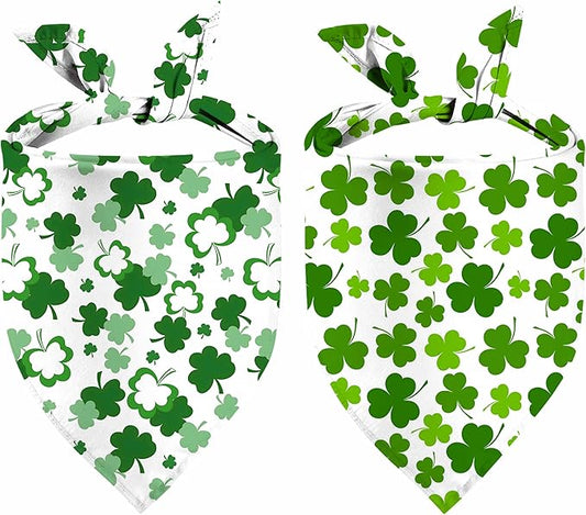 St. Patrick's Day Dog Bandana, 2 Pack Adjustable Holiday Party Pets Saint Patrick Day Bandana Triangle Bibs Lucky Cat Scarf Set