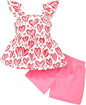 Toddler Baby Girls Summer Clothes Outfits Ruffled Sleeve Dinosaur Shirt Leopard Tops and Shorts Pants Sets 2PCS