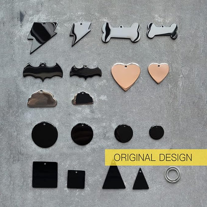 316 Surgical Grade Stainless Steel Personalized Dog & Cat ID Tags - Engraved Name or Text for Pet Collar Accessories, Original Funny Shapes (Triangular)