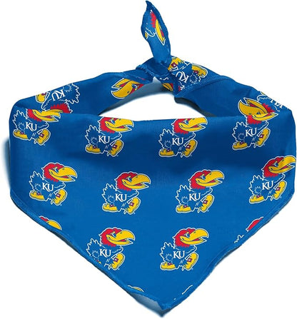 Kansas Jayhawks Officially Licensed Bandana for Dogs and Cats | Fits Pets Great Gift Idea | Easy-to-Tie (Small, 13")