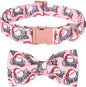 Christmas Dog Collar, Pink Christmas Santa Claus Dog Collar Bow Tie Pet Collars with Bow Adjustable Pet Collars with Premium Metal Buckle Dogs Necklace for Medium Girl Dogs