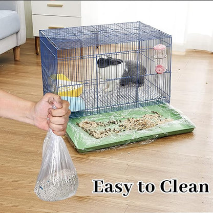 BNOSDM 50 PCS Disposable Rabbit Cage Liner Plastic Guinea Pig Cage Bedding Hamster Litter Pan Bags Universal Toilet Film for Bunny Chinchilla Ferret Hedgehog Small Animals (47")