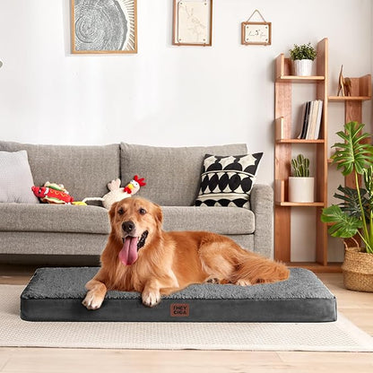 EHEYCIGA Orthopedic XXL Dog Beds for Jumbo Dogs with Removable Washable Cover, Grey, 50x36