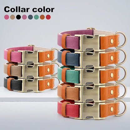 Plutus Pet Genuine Leather & Hemp Dog Collar – Adjustable Heavy Duty Pet Collar with Quick Release Metal Buckle, Soft & Stylish for Puppy and Small, Medium, Large Dogs (Light Brown, XS)