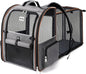 Lekebobor Cat Carrier Backpack, Expandable Pet Carrier with Sun Shade & Full Front Opening, Breathable Mesh Backpack for Small Dogs & Medium Cats Up to 18 Lbs, Foldable for Hiking, Camping (Grey)