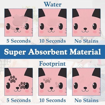 Pink Cat Dog Food Mat–Christmas Stocking Absorbent Quick Dry Feeding Placemat for Food and Water Bowls, Non Slip Rubber Backing, Waterproof Pet Supplies for Mess-Free Eating 12"x20"