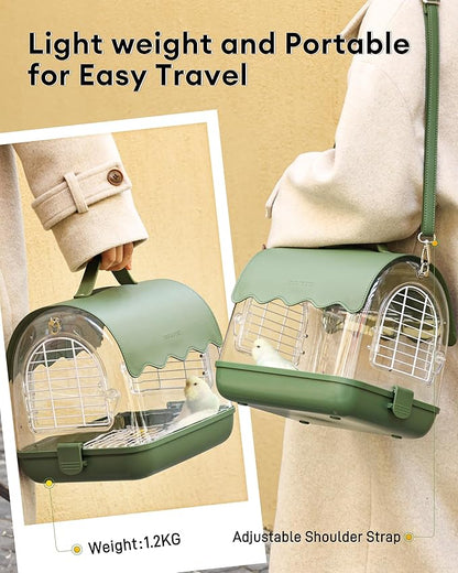 BUCATSTATE Bird Carrier Backpack with Shade Cover, Travel Bird Cage Bag Lightweight, Visible Window for Parrots, Small Cockatiels, Budgie and Other Similar Size Birds