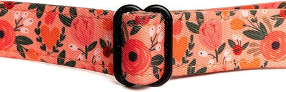Lucy & Co. Posy Pink Dog Collar - Durable Lightweight Designer Collar for Pets - Adjustable Metal Safety Buckle - Coral Pink Floral - Medium