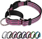 Martingale Dog Collar, Adjustable Nylon Reflective Collar with Buckle No Pull Dog Collar for Small Medium Large Dogs (Pink L)