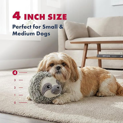 Pet Lou 4 Inch EZ Squeaky Sloth Ball Dog Plush Toy, Stuffing-Free Soft Plush, Durable Bouncy Squeaker Ball, Floats in Water, Small & Medium Breed Chew Toys