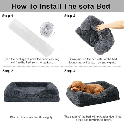 Orthopedic Dog Bed for Medium Dogs of Comfortable Memory Foam Pet Bed with Sides,Fluffy Dog Couch Sofa Bed with Anti-Slip Bottom Dark Grey M