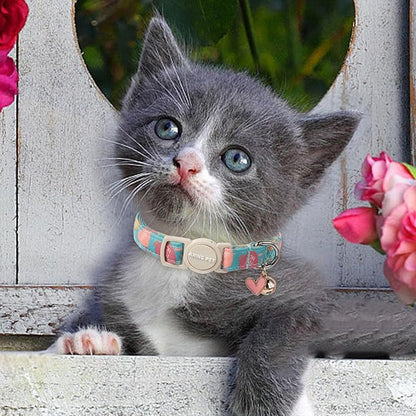 ARING PET 2 Pack Valentine's Day Cat Collars-Cute Heart Cat Collar Breakaway with Bell&Pendant, Adjustable Valentine Kitten Collars with Safety Buckle for Girl and Boy Cats