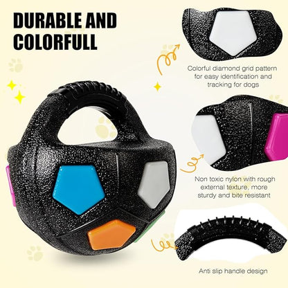 Dog Toy Ball with Handle, Toss and Fetch Play, Interactive Ball for Dogs Playing, Squeaky Floating (2pc)