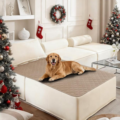 Waterproof Dog Bed Cover Pet Blanket, Soft Couch Cover for Dogs Washable, Non-Slip Dog Blanket Protect Furniture Couch Sofa Car for Puppy Large Dogs Cat (40x50 Inch, Khaki)
