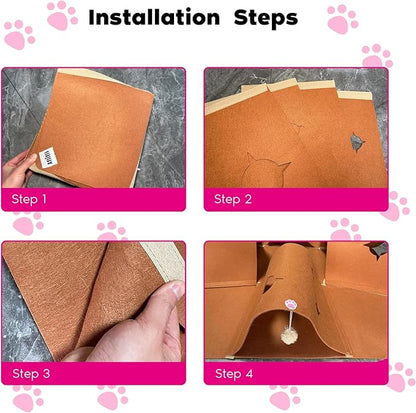 Interactive Cat Tunnel Mat for Indoor Cats, 4-Way Felt Cat Cave with Hanging Ball, Foldable Kitty Play Mat and Hideout, Pet Enrichment Toy for Kittens, Rabbits, Small Pets