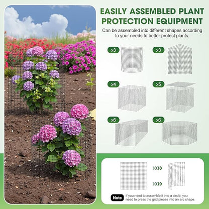 18 PCS Plant Protector from Animals, 6 Pack 12x12 Inch Metal Plant Cages with Ground Stakes and Nylon Tie, Garden Cage to Keep Animals Out, Garden Wire Mesh Protection from Rabbit Chicken
