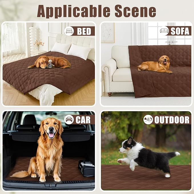 Smiry Waterproof Dog Bed Cover Blanket 68x82, Soft Reversible Pet Blanket, Washable Leakproof Cats Dogs Couch Cover for Sofa, Couch, Furniture, Brown/Brown