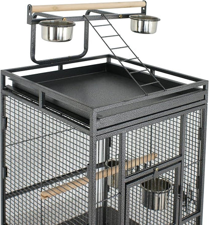 Nova Microdermabrasion 61 Inches Large Bird Cage Play Top Parrot Cockatiel Parakeet Chinchilla Macaw Cockatoo Cage W/Stand Perch Pet Supplies