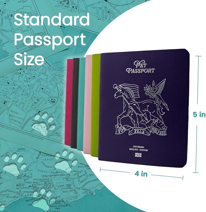 Color Premium PU Leather stitch-sewn Pet Passport Medical Record for Pet Health and Vaccination English + Spanish for Cat, Dog, Puppies and Kittens (Light Brown, Single)