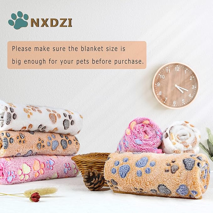 Dog Blankets for Medium Large Dogs, 3 Pack Dog Blanket Washable 41" x 31", Fuzzy Soft Pet Mat Throw Cover for Kennel Crate Bed, Cute Paw Pattern, Cat Blanket, Blankets for Dogs, Pet Blanket