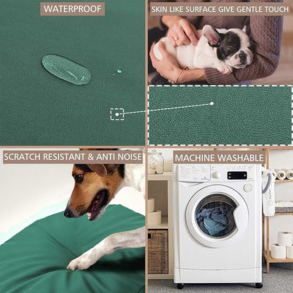 Dog Bed Cover Waterproof Replacement Machine Washable Covers for Dog Bed Heavy Duty Scratch Resistant Mattress Protector Pet Bed Round 20x20 Inch Cover Only Dark Green