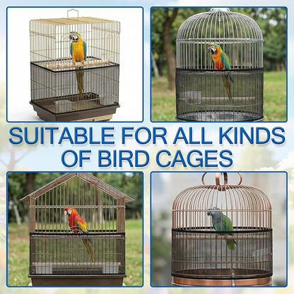 Large Bird Cage Cover, Breathable Nylon Mesh Seed Catcher with Adjustable Elastic Skirt, Black Birdcage Cover for Parrot Parakeet Cockatiel Cages (13.8x78.8-90.6 Inch)