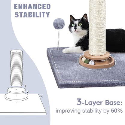 Fantasreen 31" Cat Scratching Post Kitten Toys for Indoor Cats, Interactive Cat Scratcher with Catnip Balls, Sisal Scratch Rope for Large Cats, Grey